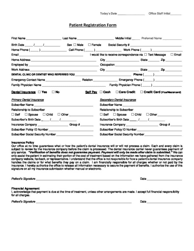 English Registration Form