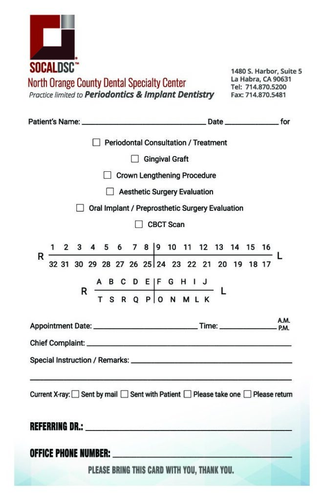 Periodontics referral form